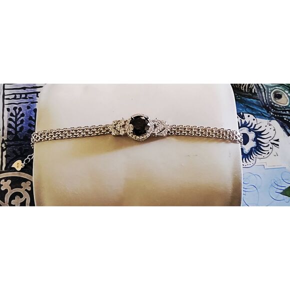 CERTIFIED GENUINE MOISSANITE 4Ct. Deep Blue & White Round/Cluster Mesh Bracelet - Picture 4 of 5